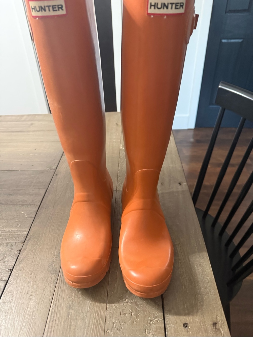 Hunter Tall Orange Rain Boots - Picture 9 of 13